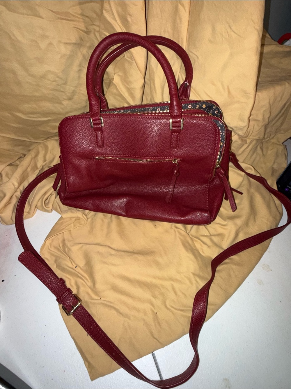 Urban Expressions Burgundy Pebbled Leather Satchel
